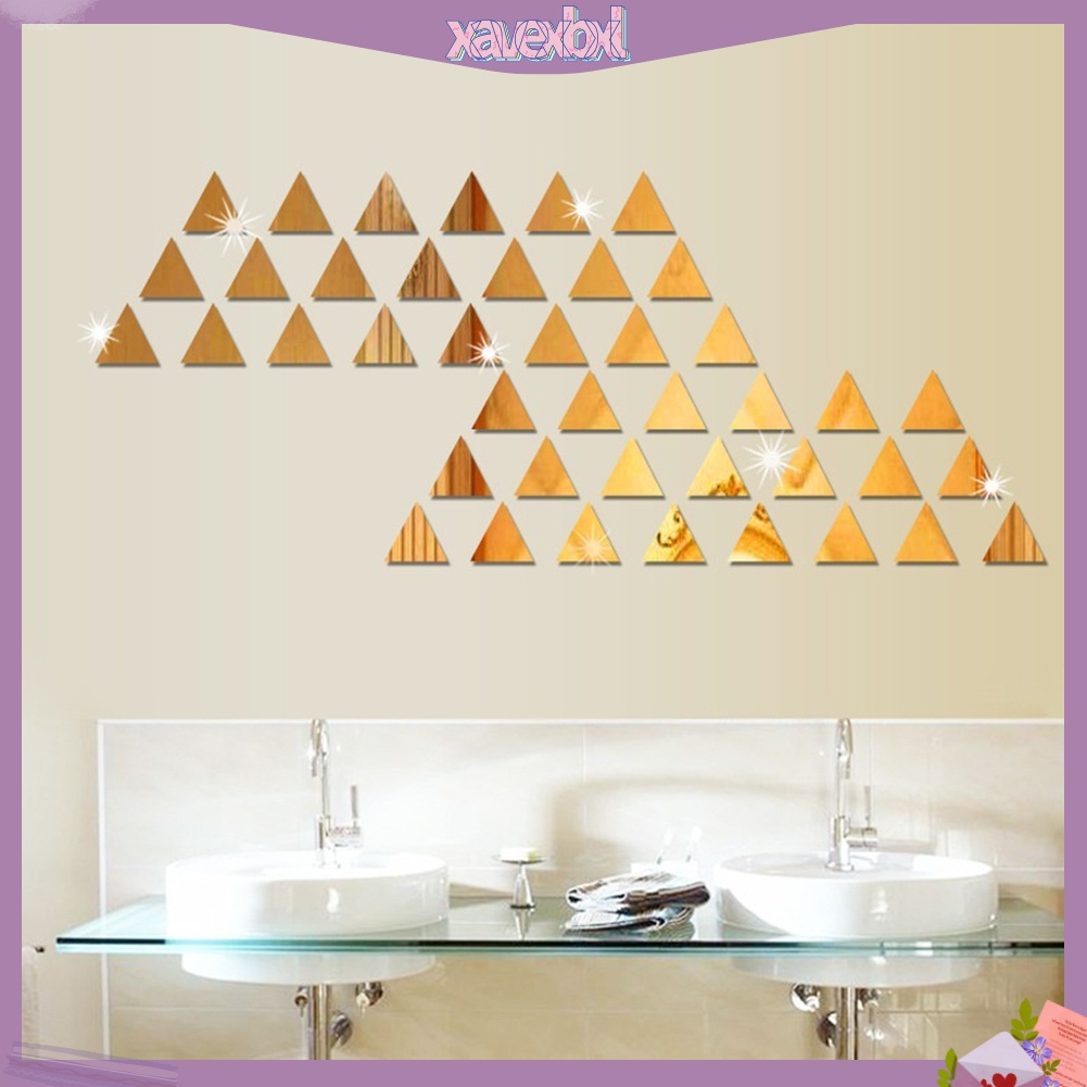 100 Miếng Dán Tường Hiệu Ứng Gương 3D Hình Tam Giác