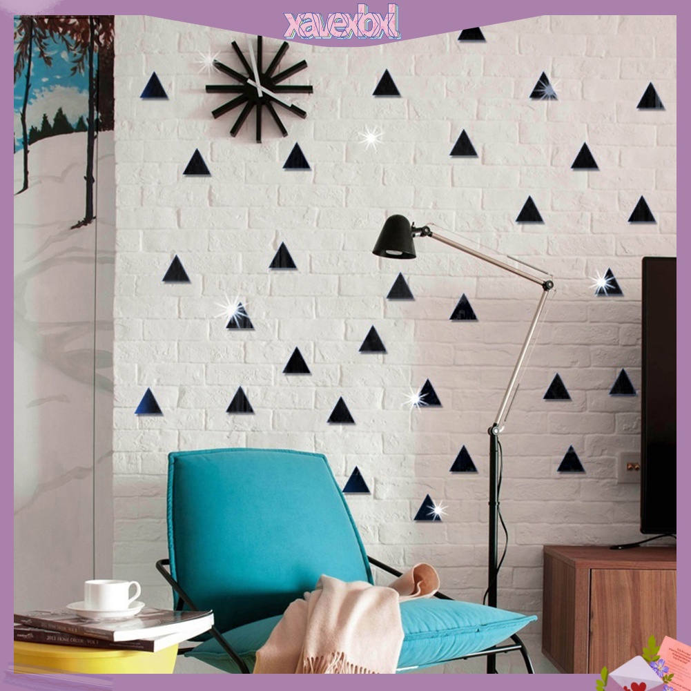 100 Miếng Dán Tường Hiệu Ứng Gương 3D Hình Tam Giác