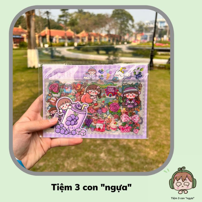 Set 8 tấm sticker trong và đục