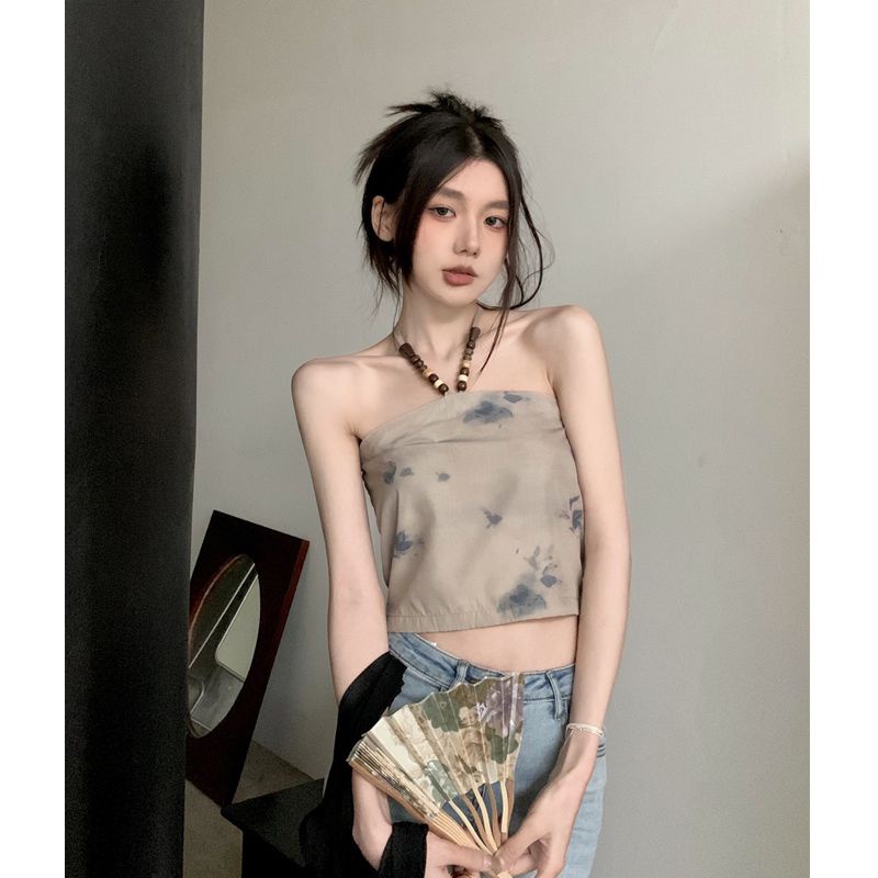 Hàng Mới Về Mới Áo Hai Dây Dáng Ngắn Phong Cách Trung Hoa Thời Trang Mùa Hè 2023 Cho Nữ