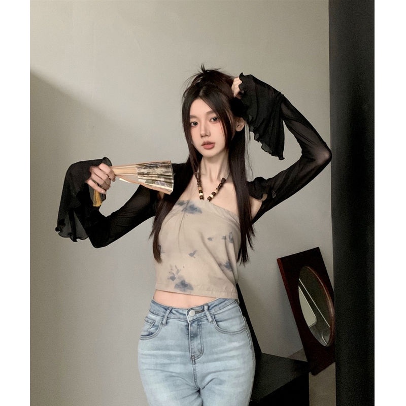 Hàng Mới Về Mới Áo Hai Dây Dáng Ngắn Phong Cách Trung Hoa Thời Trang Mùa Hè 2023 Cho Nữ