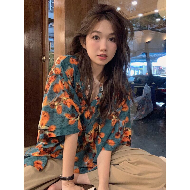 Áo Sơ Mi Nữ Ngắn Tay Nhuộm Màu Phong Cách Hong Kong Thời Trang Mới