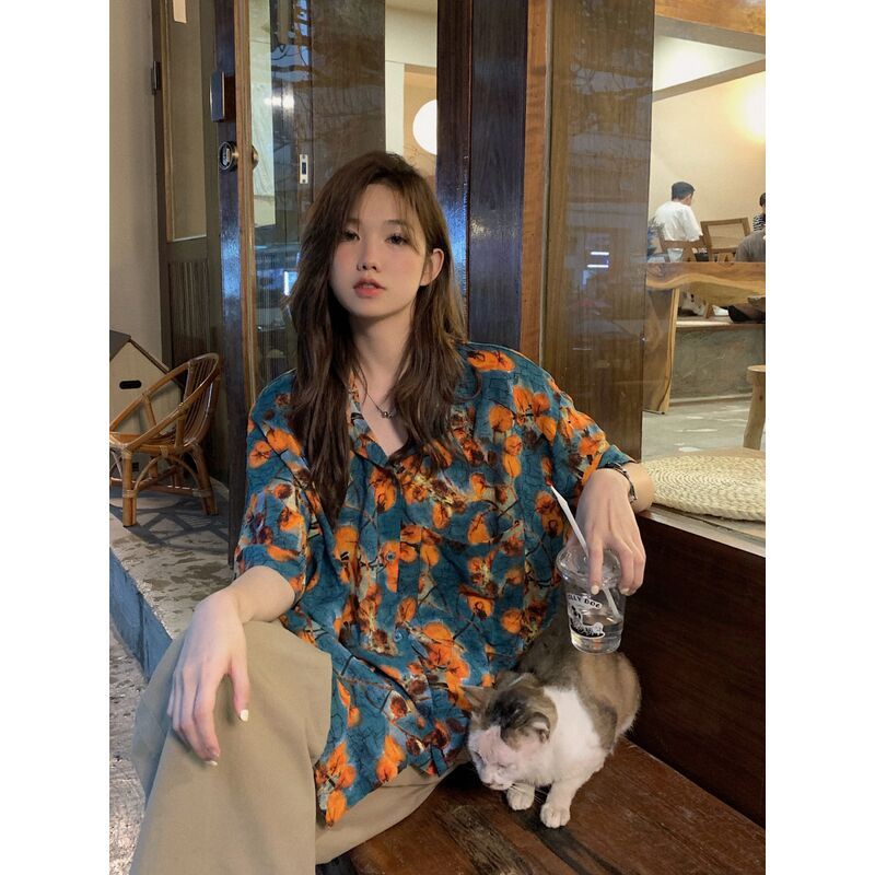 Áo Sơ Mi Nữ Ngắn Tay Nhuộm Màu Phong Cách Hong Kong Thời Trang Mới