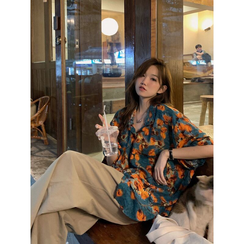 Áo Sơ Mi Nữ Ngắn Tay Nhuộm Màu Phong Cách Hong Kong Thời Trang Mới