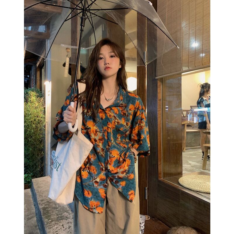 Áo Sơ Mi Nữ Ngắn Tay Nhuộm Màu Phong Cách Hong Kong Thời Trang Mới