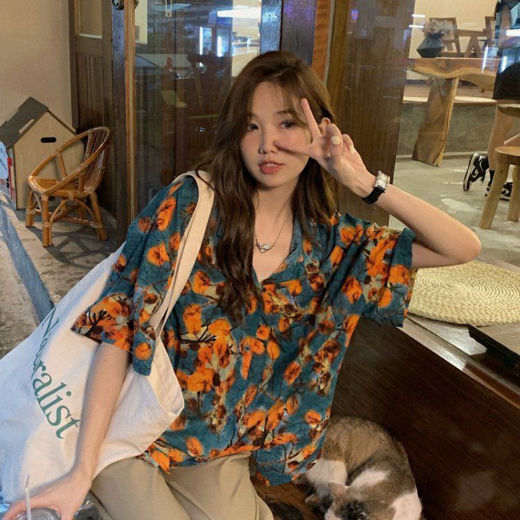 Áo Sơ Mi Nữ Ngắn Tay Nhuộm Màu Phong Cách Hong Kong Thời Trang Mới