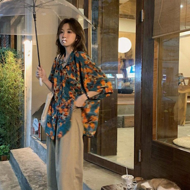 Áo Sơ Mi Nữ Ngắn Tay Nhuộm Màu Phong Cách Hong Kong Thời Trang Mới