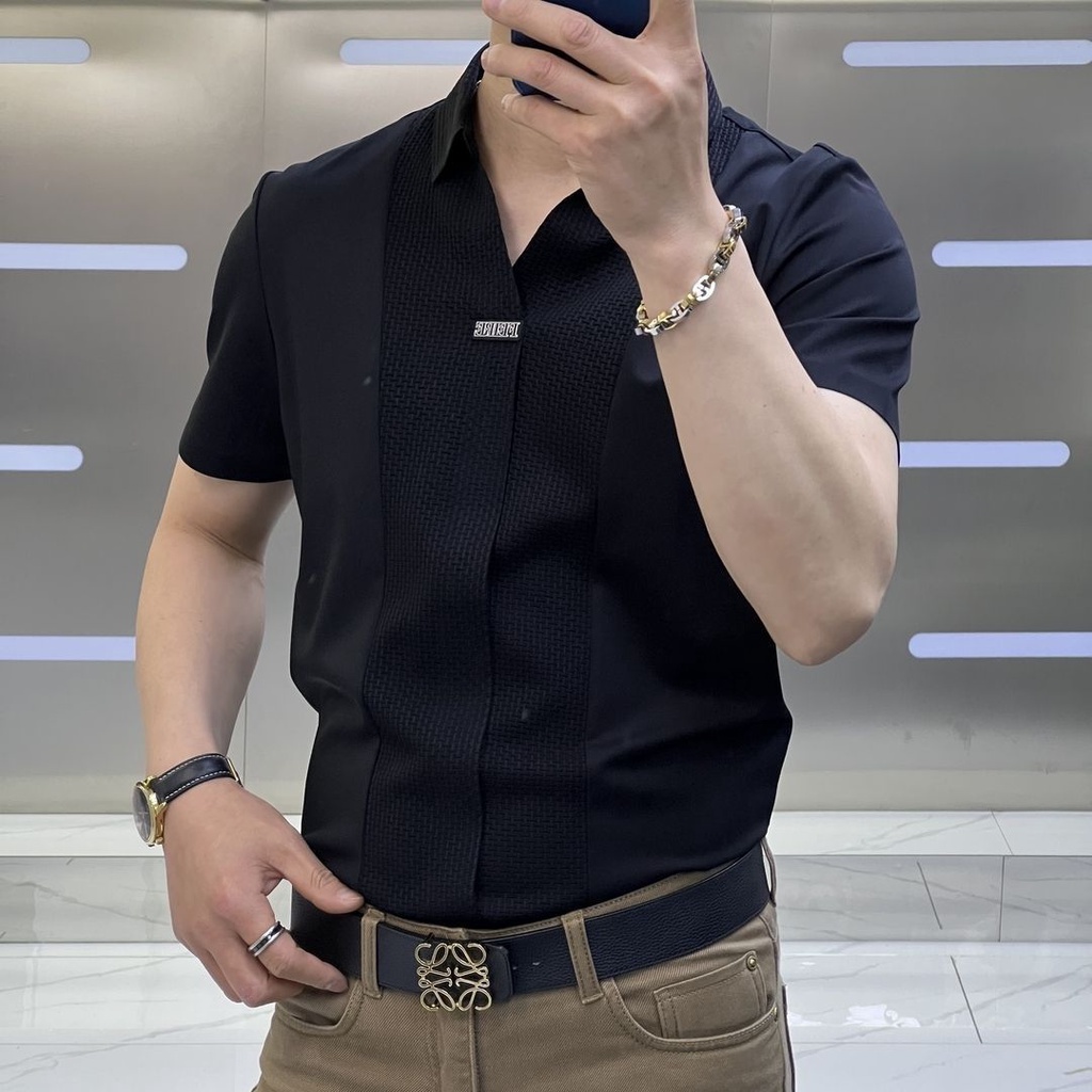 Áo Sơ Mi Nam Ngắn Tay Dáng Ôm Thời Trang Mùa Hè