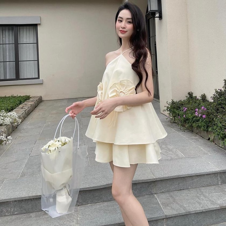 M512 - Set yếm thời trang nữ, đính hoa nơ kèm quần short