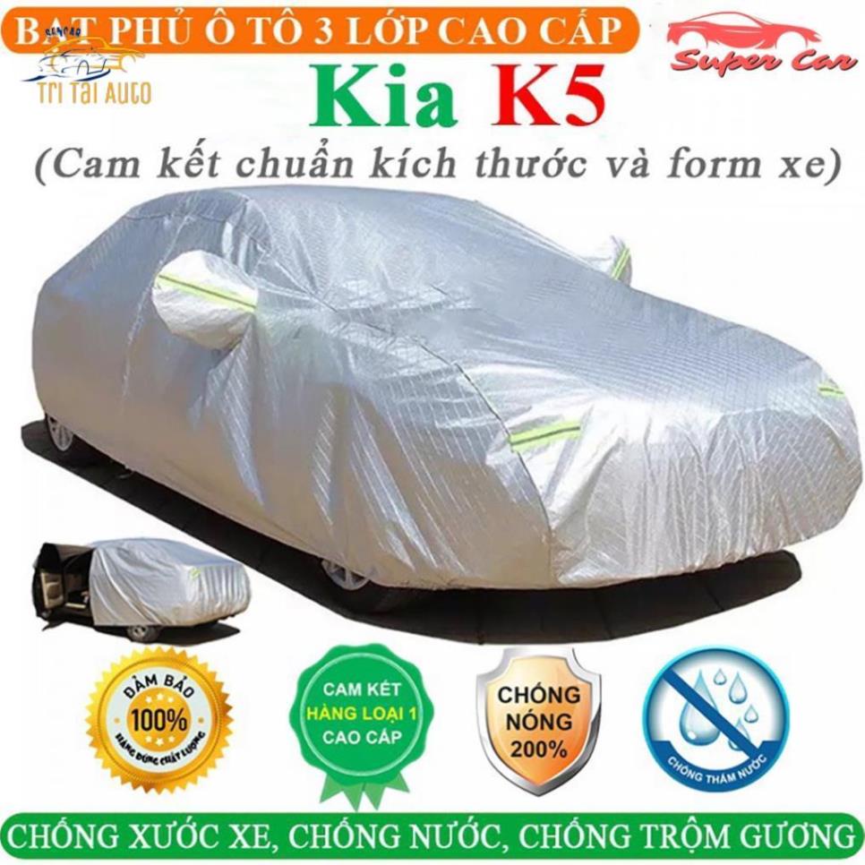 Bạt Phủ Xe Ô Tô KIA K5 3 Lớp Ép Nhiệt Tráng Nhôm, Chống Nắng, Chống Mưa, Chống Cháy