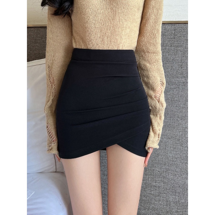 Jiashucheng Chân Váy Ngắn Lưng Cao Lệch Tà Thời Trang Mùa Xuân 2023 Phong Cách Mới Cho Nữ