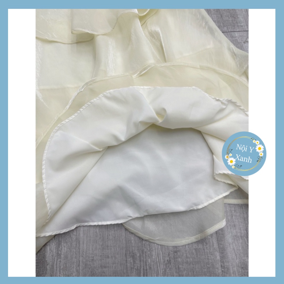 Váy tơ voan 3 tầng cổ yếm, babydoll sang chảnh tiểu thư nội y xanh chất đẹp