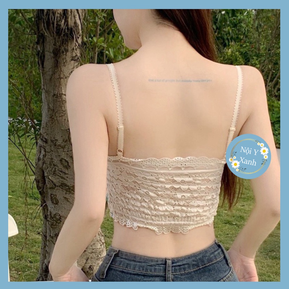 Áo Bra Croptop Hai Dây Cổ Chữ V Họa Tiết Hoa Ngọt Ngào Phong Cách Hàn Quốc Cho Nữ 387 nội y xanh chất đẹp