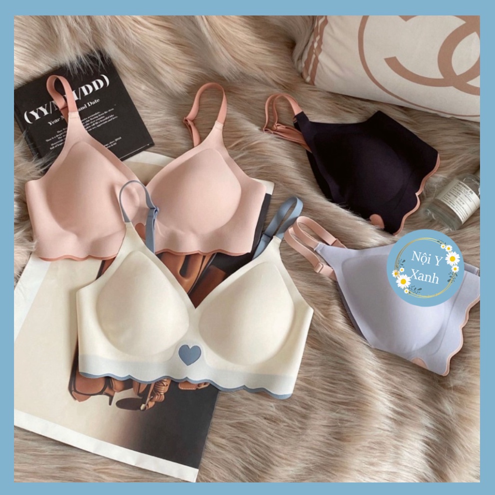 Áo Lót Nữ Đúc Tim Su Non Cao Cấp Tàng Hình, Không Gọng, Siêu Mềm Mịn 2224 nội y xanh chất đẹp