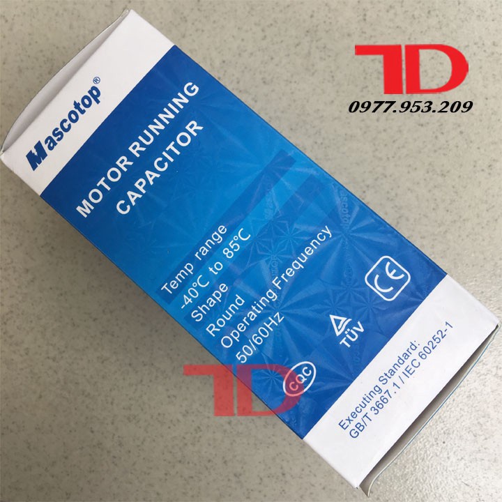 Tụ điều hòa MASCOTOP 45uF, CAPA quạt đuôi nóng, CAPACITOR MASCOTOP