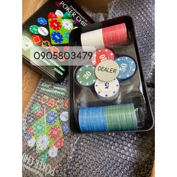 |HOẢ TỐC HCM| Bộ 100 chip poker Texas Hold'em có số hộp nhưa sang trọng (phỉnh poker)