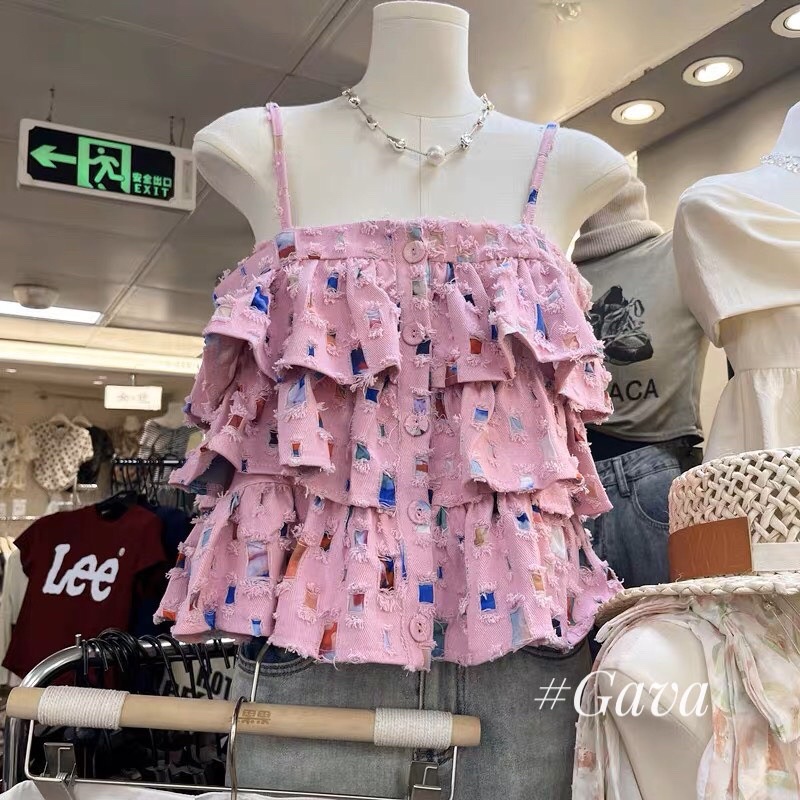 Áo 2s bò kiểu tầng phối màu gava