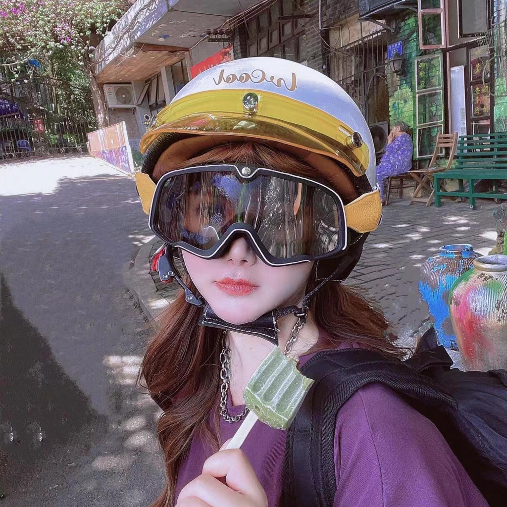 Kính Gắn Mũ Bảo Hiểm Xe Mô Tô Harley Phong Cách retro