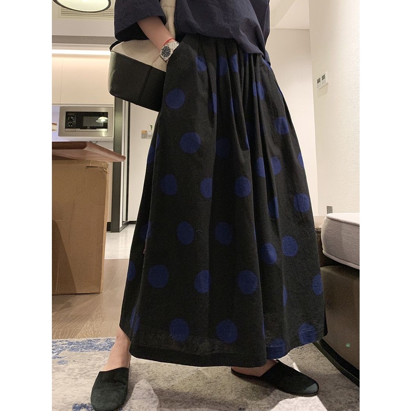 Quần Culottes Ống Rộng Họa Tiết Chấm Bi Màu Đen Phong Cách Nhật Bản Thời Trang Mùa Thu 2022 Cho Nữ