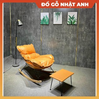 Ghế thư giãn bập bênh tặng kèm đôn để phòng khách ghế ngồi sofa da, Đồ gỗ nội thất gia đình NHẬT ANH cao cấp