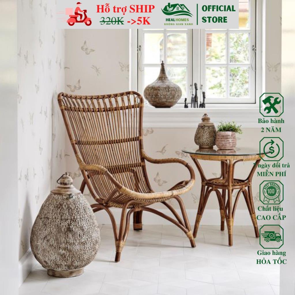 Ghế lười mây HealHomes thư giãn lưng ngả Armchari, Decor phòng ngủ, trang trí phòng khách nằm nghỉ ngơi đọc sách H