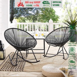 Ghế lười bập bênh thư giãn dây văng Acapulco giả mây lõi thép trang trí ban công phòng khách decor sân vườn  / HealHomes