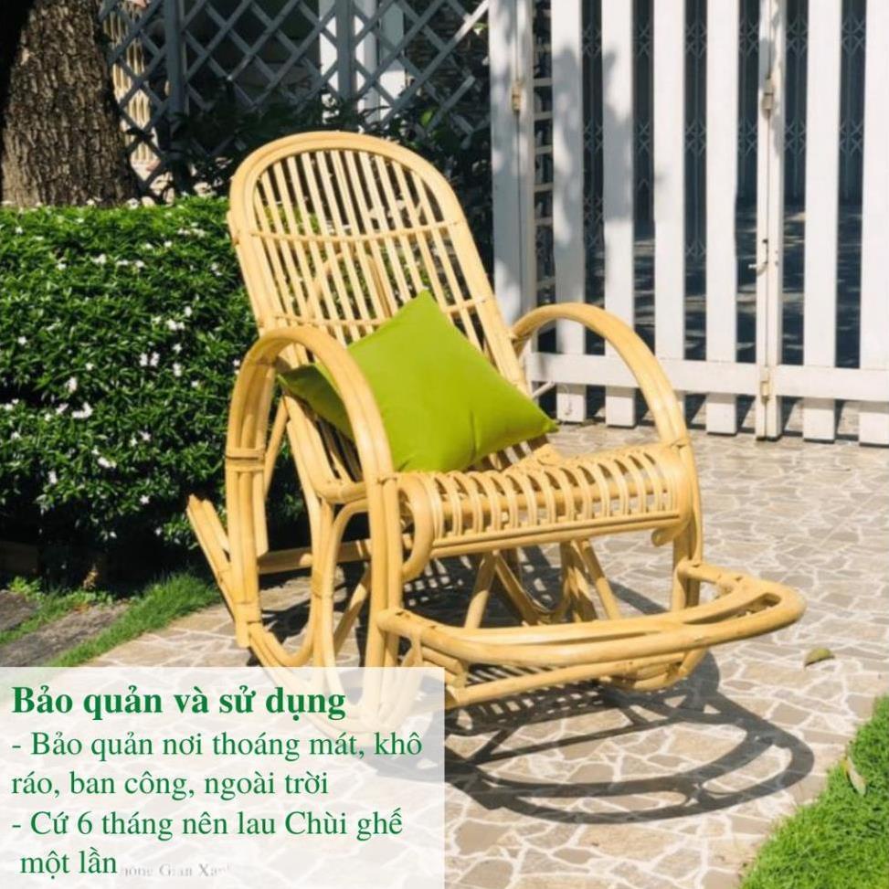 Ghế mây thư giãn bập bênh ngoài trời kèm nệm vải bố chuẩn kích thước dùng cho người lớn đọc sách, xem tivi / HealHomes H