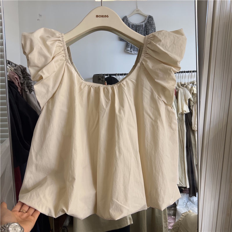 Jiashucheng Áo Sơ Mi Tay Bay Nhỏ Thiết Kế Mới Mùa Hè 2023 Phong Cách Nhật Bản Ngọt Ngào Cho Nữ