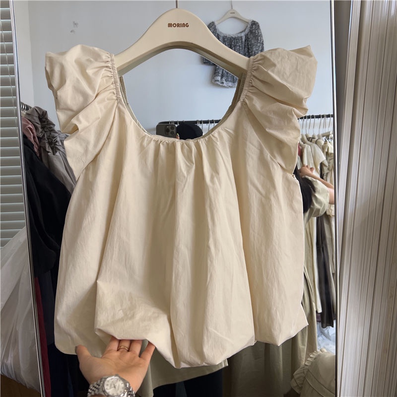 Jiashucheng Áo Sơ Mi Tay Bay Nhỏ Thiết Kế Mới Mùa Hè 2023 Phong Cách Nhật Bản Ngọt Ngào Cho Nữ