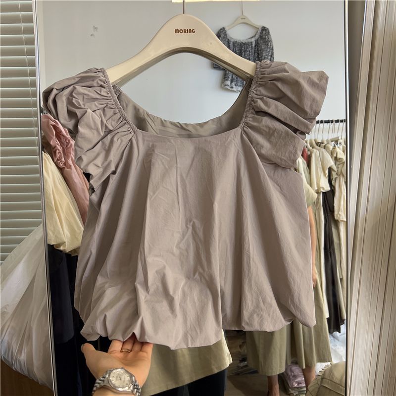 Jiashucheng Áo Sơ Mi Tay Bay Nhỏ Thiết Kế Mới Mùa Hè 2023 Phong Cách Niche Influencer Ngọt Ngào Cho Nữ