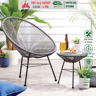 Bộ bàn ghế thư giãn ngoài trời giả mây lõi thép cao cấp Healhomes trang trí thư giãn phòng khách sân vườn quán cà H