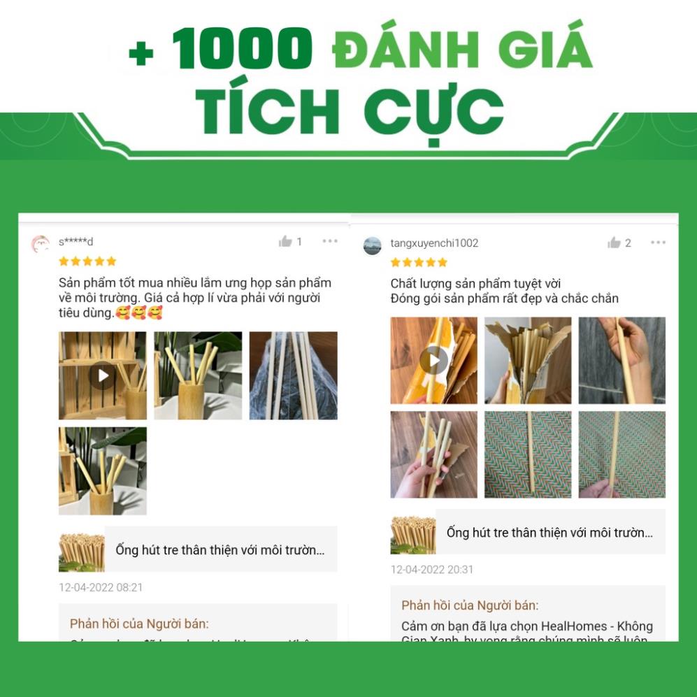 Ống hút tre chiều dài 15cm dùng cho nhà hàng, khách sạn, quà tặng doanh nghiệp sang trọng cao cấp loại 1 / HealHomes H