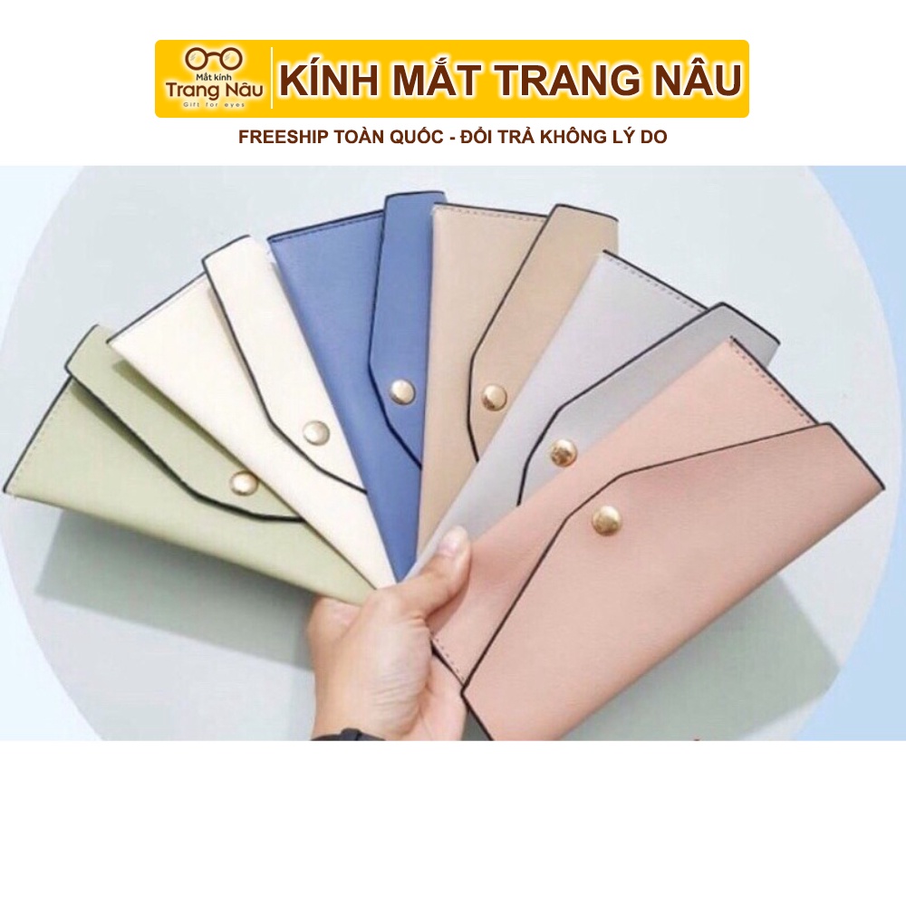 Ví da đựng kính trang nâu - Hàng cao cấp giao màu ngẫu nhiên