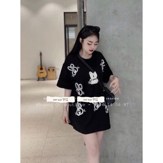 Áo phông đính đá sáng trưng( thỏ hồng)
