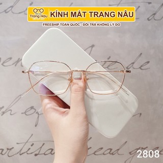 Gọng kính cận nam nữ chất liệu kim loại mắt đa giác thanh mảnh 2808