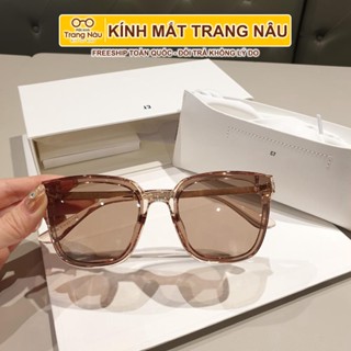 Kính mát nam nữ chống UV400, thiết kế mắt vuông dễ đeo, màu sắc thời trang - Kính Mắt Trang Nâu