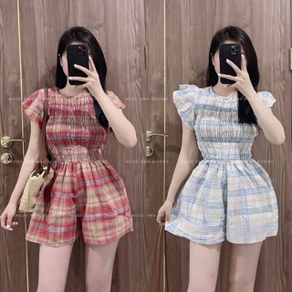 Bộ Jum kẻ caro chần chun thân cánh tiên hot trend