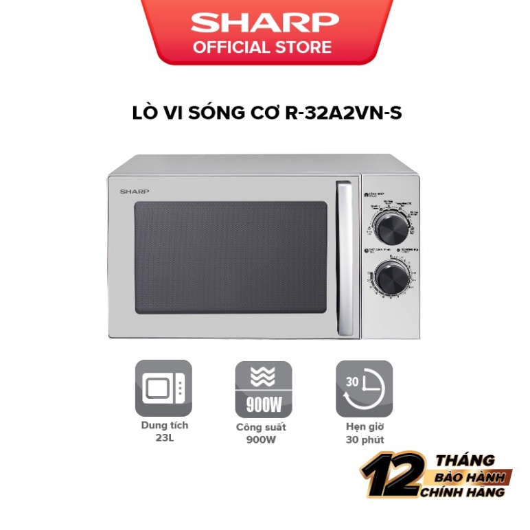 Lò vi sóng cơ Sharp R-32A2VN-S (23 lít), BH 12 tháng - Hàng Chính Hãng
