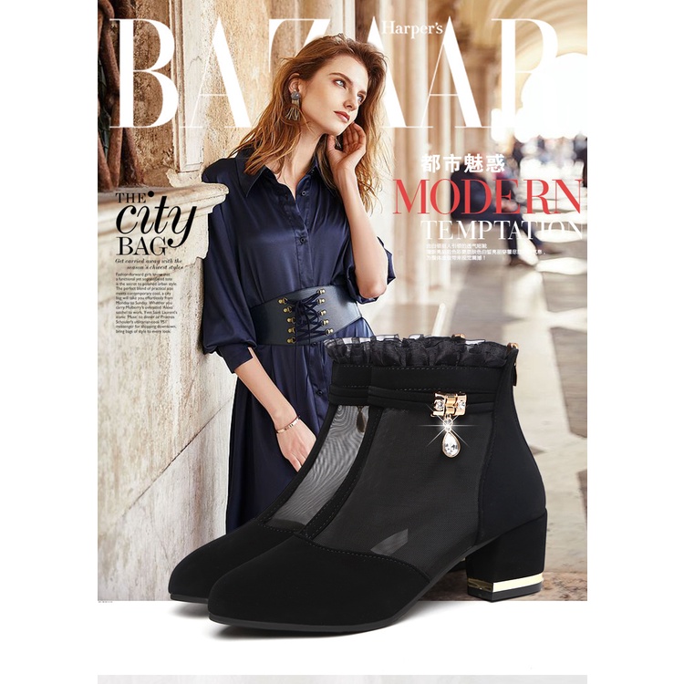 [Da Mềm Cao Cấp] Giày Sandal Đế Vừa Phối Lưới Rỗng Thoáng Khí Phong Cách Xuân Hè Mới Cho Nữ