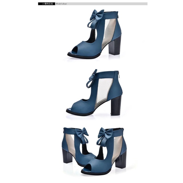 Giày Cao Gót Hở Mũi Phối Lưới Thời Trang Mùa Hè 2020 Cho Nữ