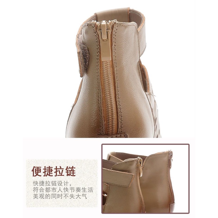 Giày Sandal Cao Gót Da Thật Mềm Đục Lỗ Thoáng Khí Thời Trang Mùa Hè 2023 Cho Nữ