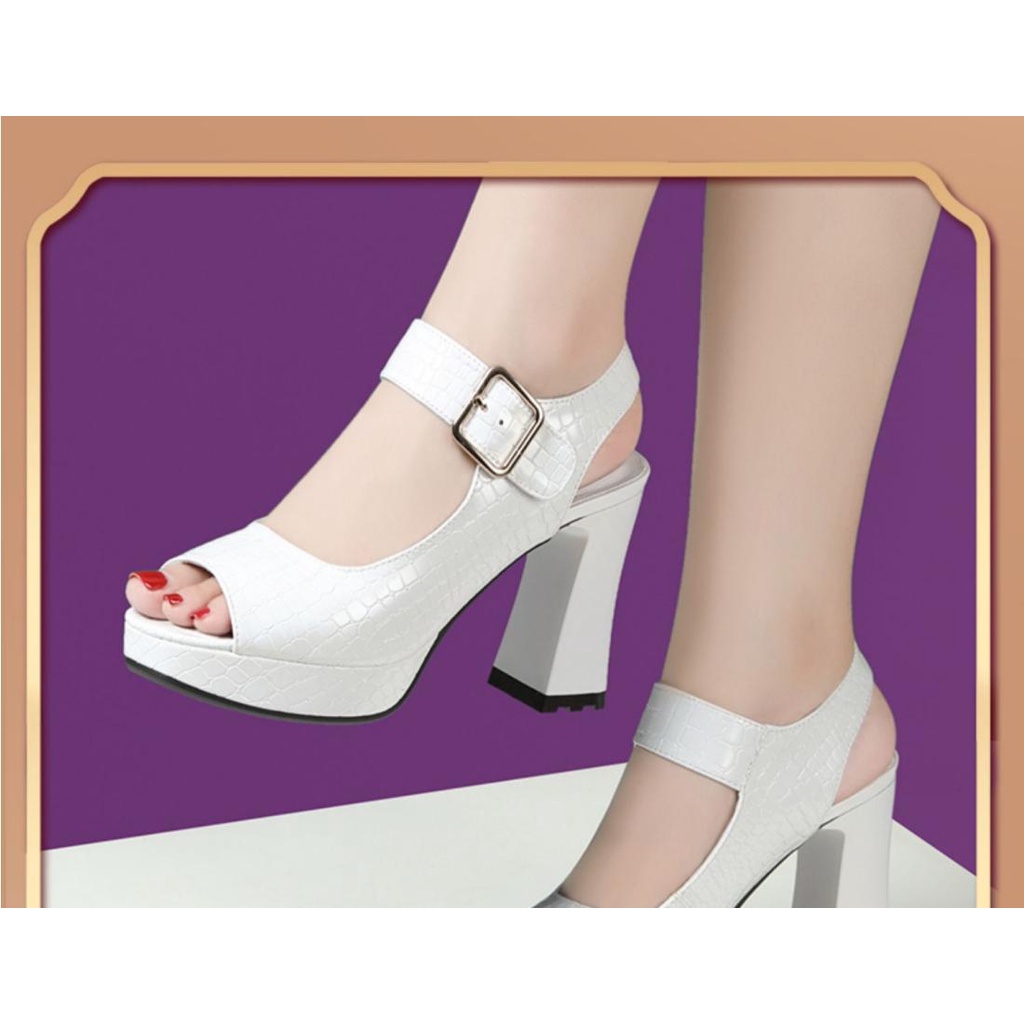 Giày Sandal Cao Gót Da Bóng Hở Mũi Thời Trang Mùa Hè 2023 Cho Nữ