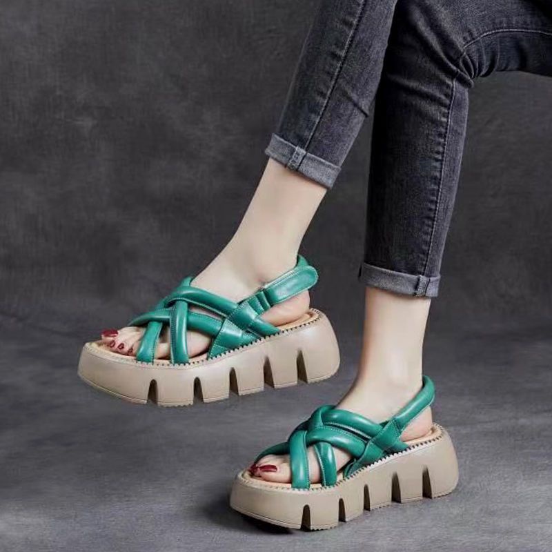 Giày Sandal Đế Mềm Bằng Da Bò Thật Thời Trang Mùa Hè 2022