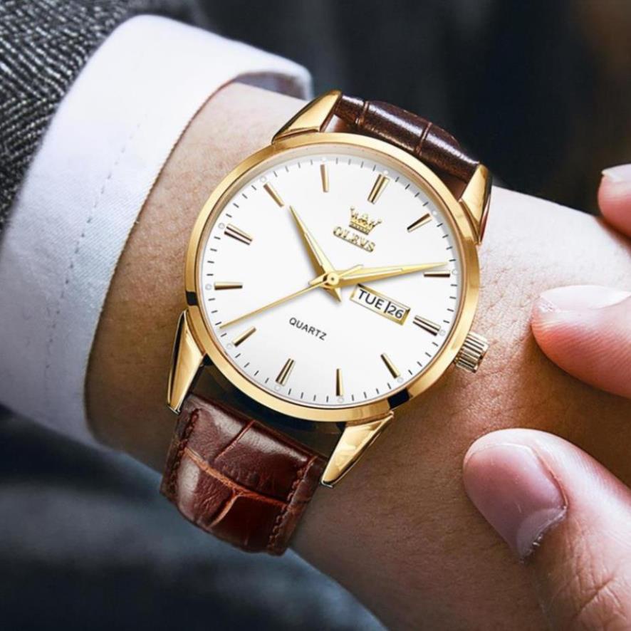 Đồng Hồ OLEVS 6898 Dạ Quang Nhiều Màu Tuỳ Chọn Dây Da Chống Nước Phong Cách Doanh Nhân Cho Nam