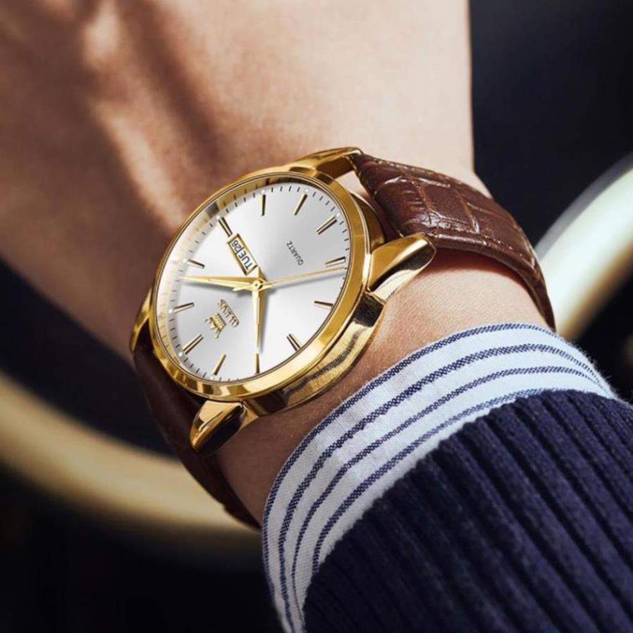 Đồng Hồ OLEVS 6898 Dạ Quang Nhiều Màu Tuỳ Chọn Dây Da Chống Nước Phong Cách Doanh Nhân Cho Nam