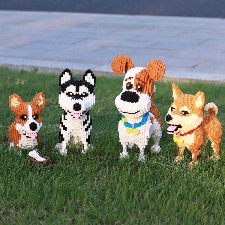 Bộ Đồ Chơi Lắp Ráp Le go Hình Chú Chó Husky Shiba Corgi Mike Dễ Thương
