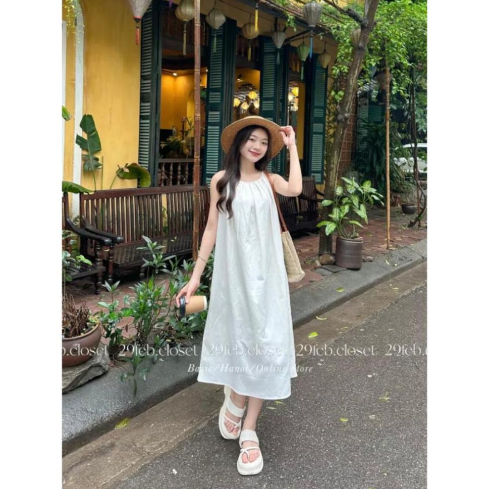 Đầm maxi 2 lớp dáng suông rộng xếp ly VAY6