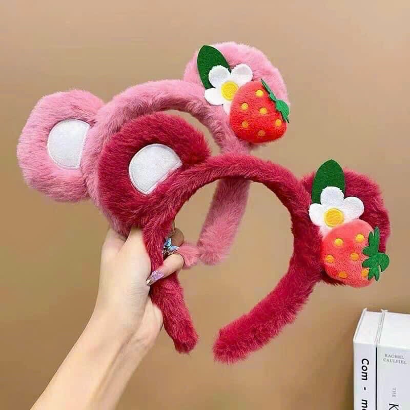 Bờm tóc hình tai gấu đính dâu tây dễ thương dành cho nữ