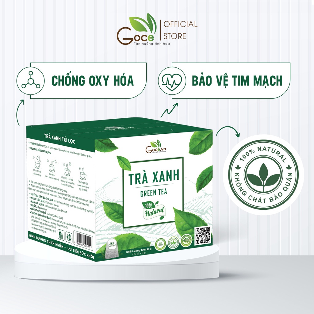 [Bảo vệ tim mạch, chống oxy hóa] Trà xanh túi lọc Goce