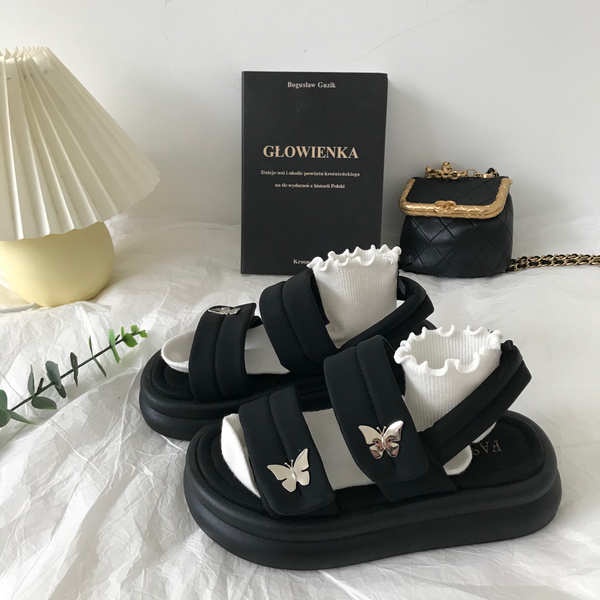 Dép nữ nơ nơ dày đáy dày thể thao giải trí ma thuật dán